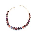 Mariana Necklace Floral Ruby, Fuchsia, Purple Velvet & Lt Amethyst Austrian Crystals Xenia Odyssey Coll. - Image 2