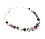 Mariana Necklace Luxurious Jet, Padparascha, White Opal, Lt Peach & Lt Silk Austrian Crystals Pomegranate Silk Road Coll. - Image 3