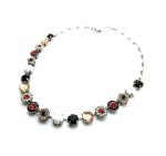 Mariana Necklace Luxurious Jet, Padparascha, White Opal, Lt Peach & Lt Silk Austrian Crystals Pomegranate Silk Road Coll. - Image 2