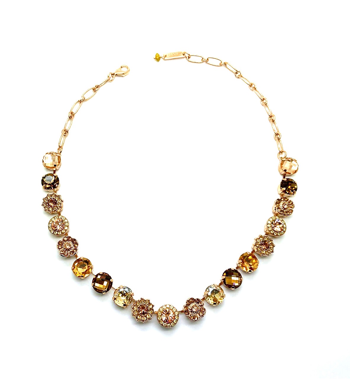 N-3084-1136-RG (3) Mariana Necklace in Browns, Lt Peach & Golden Shadow Austrian Crystals Out of Africa Winter 2021 Coll. - Image 1