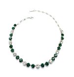 Necklace By Mariana Woman Elegant Emerald and Clear Swarovski Crystals - Image 3