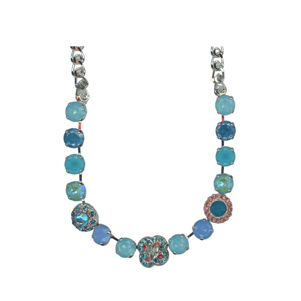 Mariana Necklace Blue & Orange Flower Austrian Crystals Bird Of Paradise Botanica Coll.
