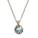 Mariana Necklace Pendant Dainty Floral in Tabac & Silver Night Austrian Crystals Catopsilia Pomona My Butterfly Coll.