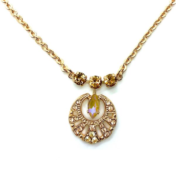 Mariana Necklace Pendant Timeless Lt Colorado Topaz & Golden Shadow Austrian Crystals Out of Africa Winter 2021 Coll.