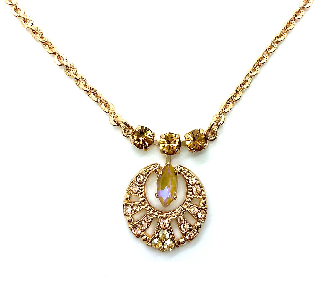 N-5036-4-1136-RG (3) Mariana Necklace Pendant Timeless Lt Colorado Topaz & Golden Shadow Austrian Crystals Out of Africa Winter 2021 Coll. - Image 1
