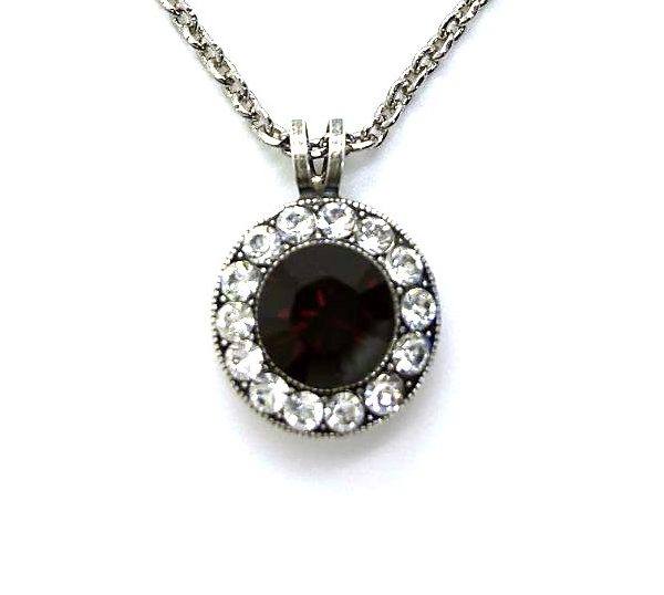 Mariana Necklace Pendant Exquisite Clear & Garnet Austrian Crystals My Treasures Coll.