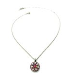 Necklace Pendant By Mariana Woman Guardian Angel Pink and Fuchsia Swarovski Crystals - Image 3
