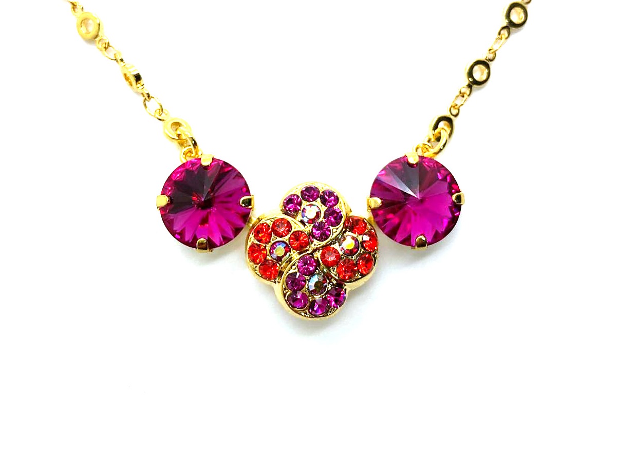 N-5319-2-1075-YG (1) Mariana Necklace Pendant Purple, Orange & Pink Austrian Crystals Lady Marmalade Songbook Coll. - Image 1