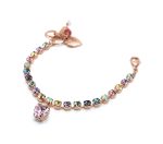 Bracelet By Mariana Woman Heart Charm in Rose and Greens Swarovski Crystals