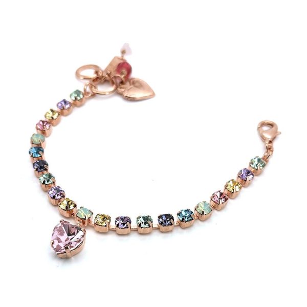Bracelet By Mariana Woman Heart Charm in Rose and Greens Swarovski Crystals