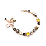 Bracelet By Mariana Woman Floral Jonquil, and Black Diamond Swarovski Crystals - Image 4