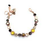 Bracelet By Mariana Woman Floral Jonquil, and Black Diamond Swarovski Crystals
