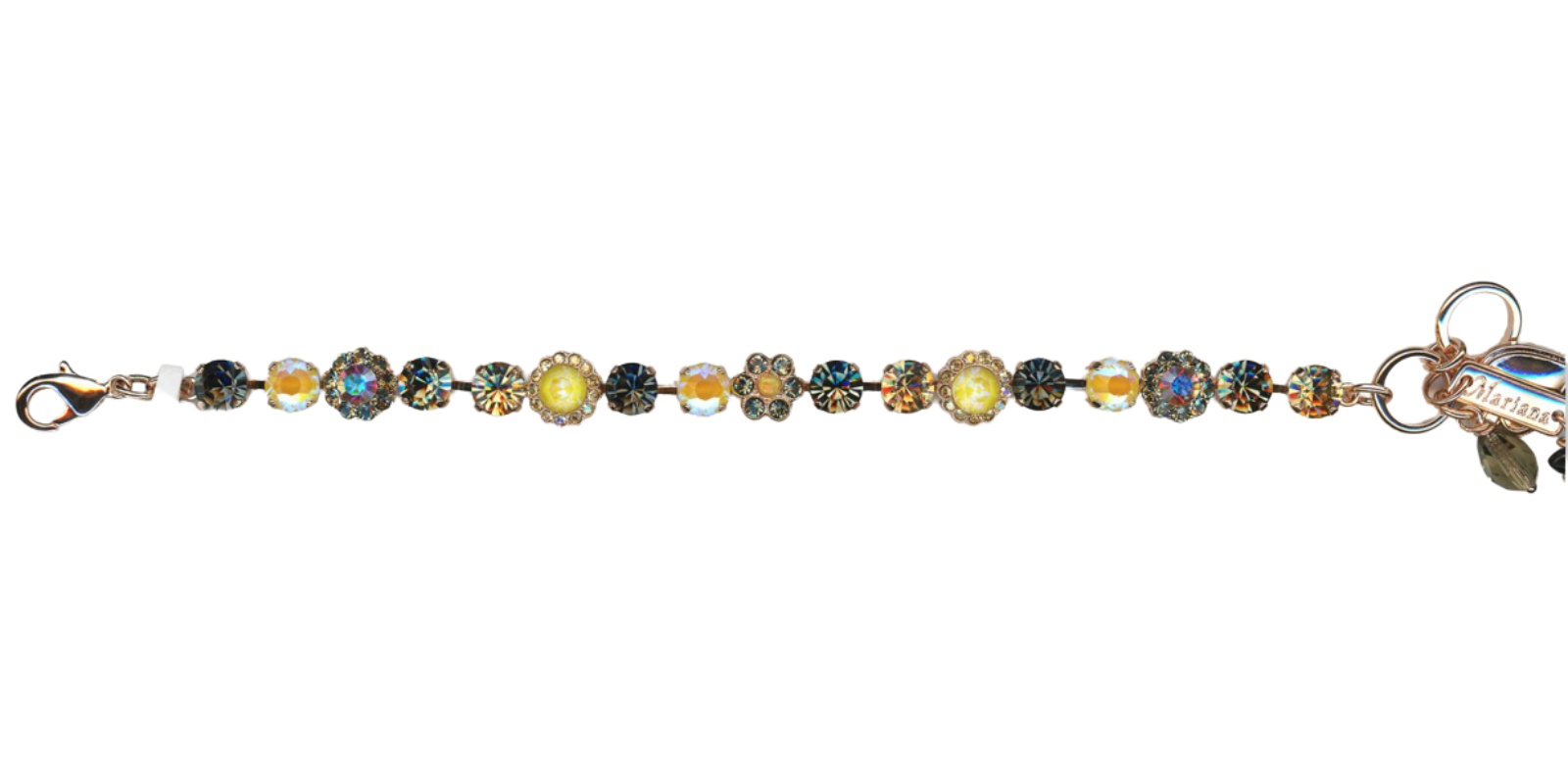 B-4173-3-1121-RG(1) Mariana Bracelet Floral in Yellows, Blk Dia, AB & Tabac Austrian Crystals Catopsilia Pomona My Butterfly Coll. - Image 1
