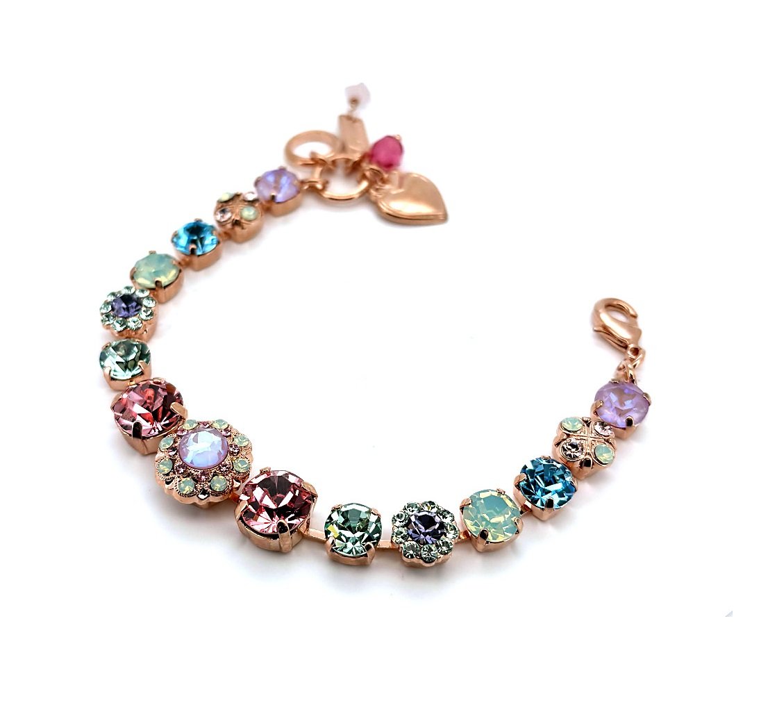 B-4352-3-1122-RG (1) Bracelet By Mariana Woman Charming Greens and Aquamarine Swarovski Crystals - Image 1