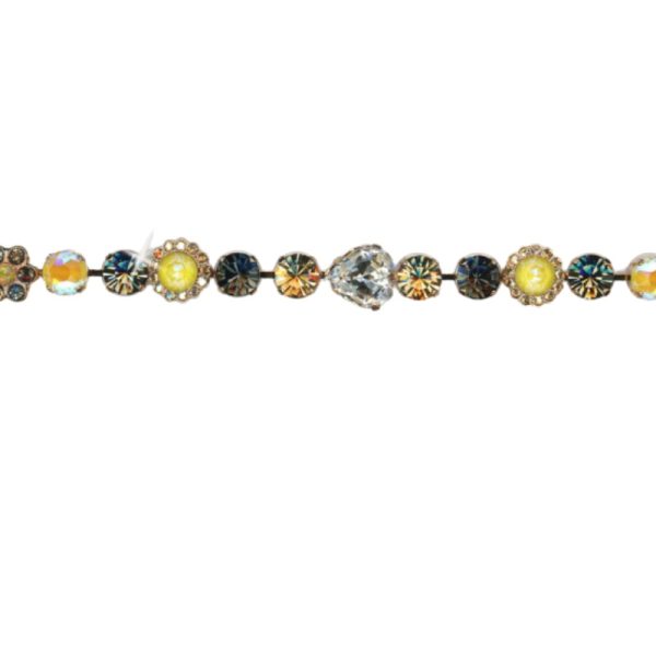 Mariana Bracelet Heart & Floral in Yellows, Blk Dia, AB, Tabac & Clear Austrian Crystals Catopsilia Pomona My Butterfly Coll.