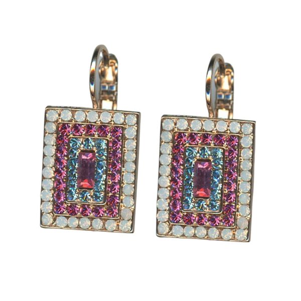 Mariana Earrings Fab Rectangle Blue, Pink, White Austrian Crystals Memories of Montmartre Coll.