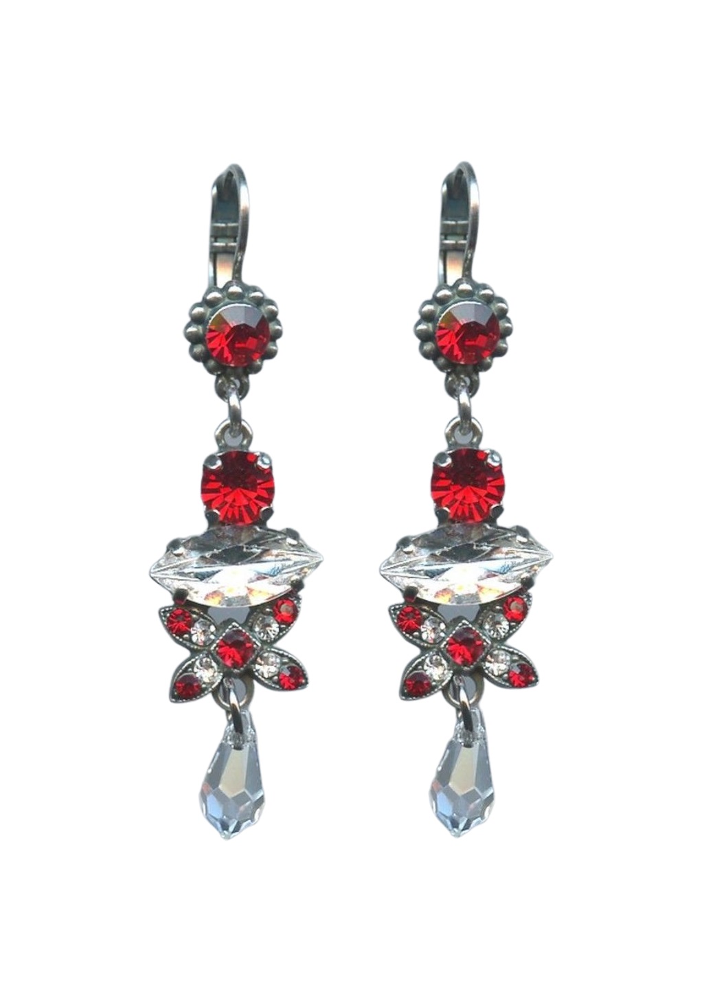 E-1001-227001-SP6 Mariana Earrings Chandelier Clear & Light Siam Austrian Crystals My Treasures Coll. - Image 1