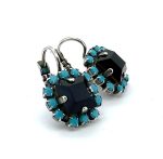 Mariana Earrings  Africa Coll. Beautiful Jet Black & Caribbean Blue Opal Austrian Crystals - Image 2