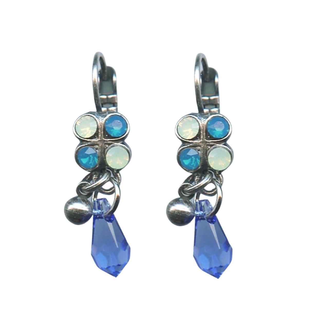 E-1004-1041-SP6 Earrings By Mariana Woman Dangling Air Blue Opal Swarovski Crystals - Image 1