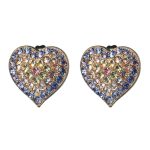 Mariana Earrings Heart Shaped Tanzanite, Golden Shadow, Jonquil & Lt Rose Austrian Crystals Travelara My Butterfly Coll.