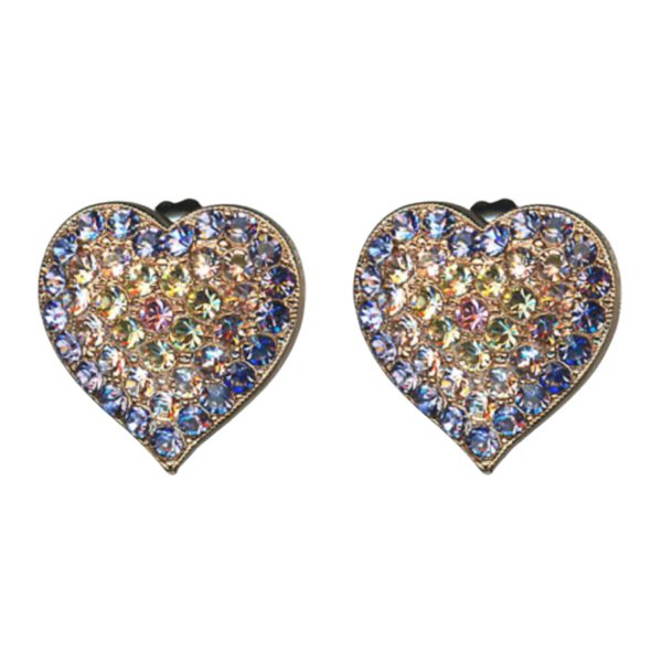 Mariana Earrings Heart Shaped Tanzanite, Golden Shadow, Jonquil & Lt Rose Austrian Crystals Travelara My Butterfly Coll.