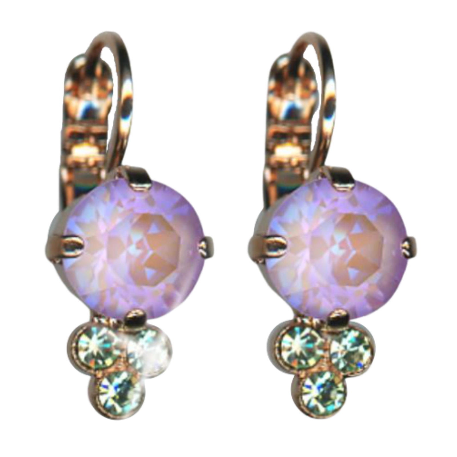 E-1010-1122-RG6(1) Mariana Earrings Beautiful Lavender Delite & Chrysolite Austrian Crystals Travelara My Butterfly Coll. - Image 1
