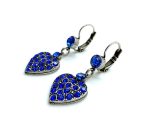 Earrings By Mariana Woman Dangling Heart Shape Sapphire Blue Swarovski Crystals - Image 3