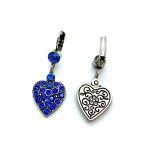 Earrings By Mariana Woman Dangling Heart Shape Sapphire Blue Swarovski Crystals - Image 2
