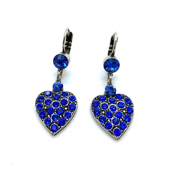 Earrings By Mariana Woman Dangling Heart Shape Sapphire Blue Swarovski Crystals