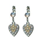 Mariana Earrings Heart Shape Golden Shadow & Clear Austrian Crystals Seashell Nature Coll.