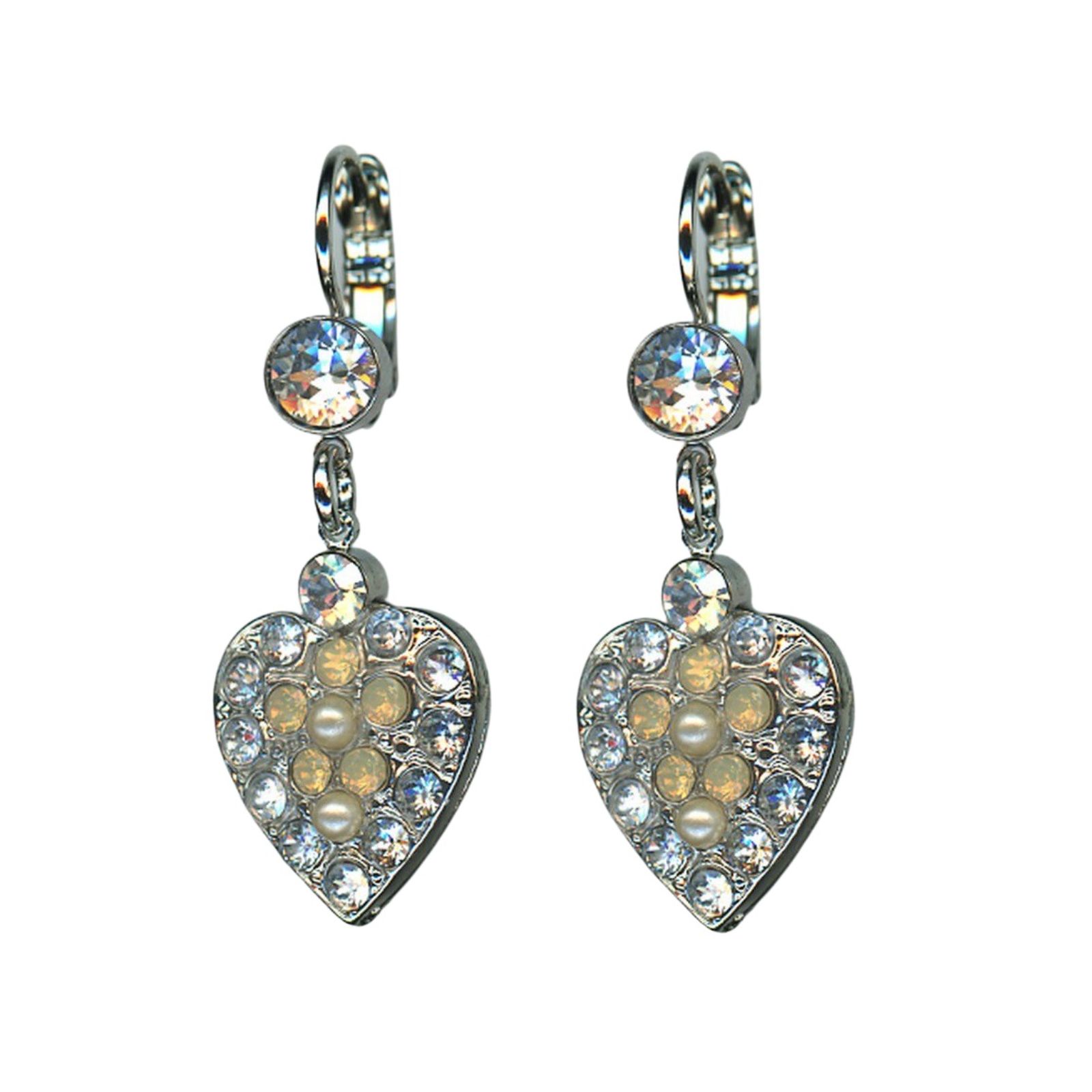 E-1019-5-39361-RO6 Mariana Earrings Heart Shape Golden Shadow & Clear Austrian Crystals Seashell Nature Coll. - Image 1