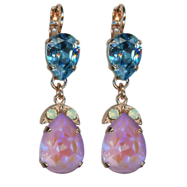 Mariana Earrings Sophisticated Aquamarine, Lavender Delite & Chrysolite Opal Austrian Crystals Travelara My Butterfly Coll.