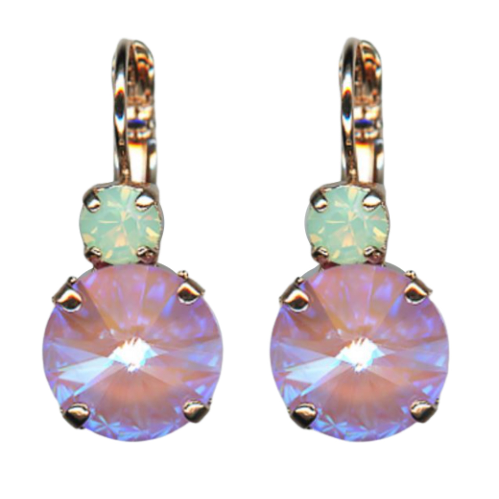 E-1037R-1122-RG6(1) Mariana Earrings Adorable Lavender Delite & Chrysolite Opal Austrian Crystals Travelara My Butterfly Coll. - Image 1
