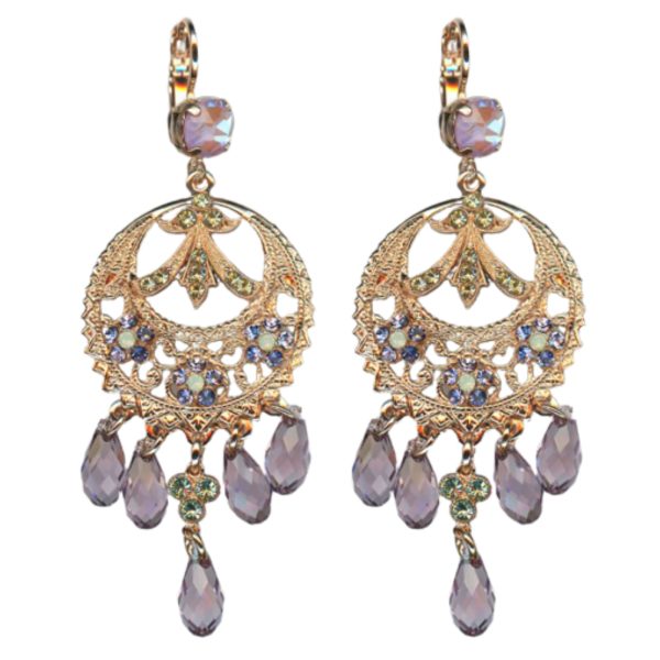 Mariana Earrings Boho Gypsy in Purples, Greens & Jonquil Austrian Crystals Travelara My Butterfly Coll.