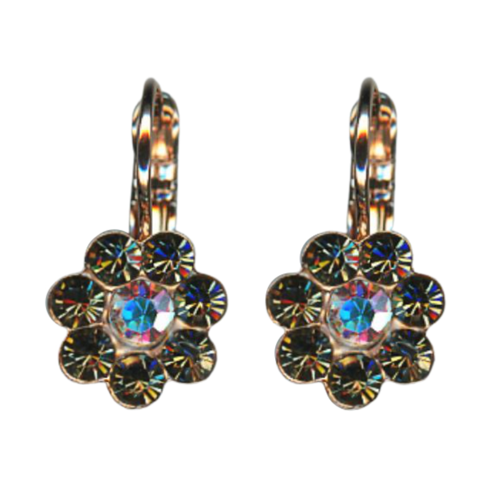 E-1082-2-1121-RG6(1) Mariana Earrings Dainty Floral in Tabac & AB Austrian Crystals Catopsilia Pomona My Butterfly Coll. - Image 1