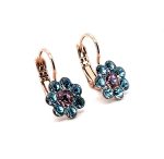 Earrings By Mariana Woman Floral Aquamarine and Rose Swarovski Crystals - Image 2