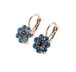 Earrings By Mariana Woman Floral Aquamarine and Rose Swarovski Crystals
