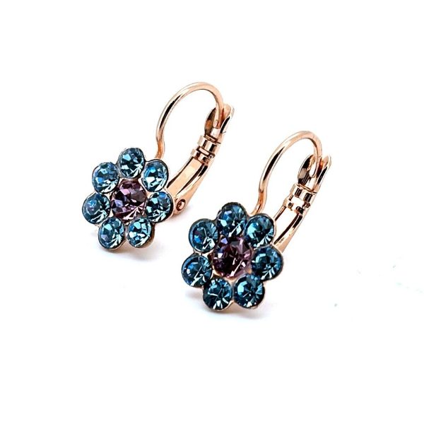 Earrings By Mariana Woman Floral Aquamarine and Rose Swarovski Crystals