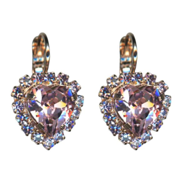Mariana Earrings Elegant Heart Clustered Lt Rose & Tanzanite Austrian Crystals Travelara My Butterfly Coll.