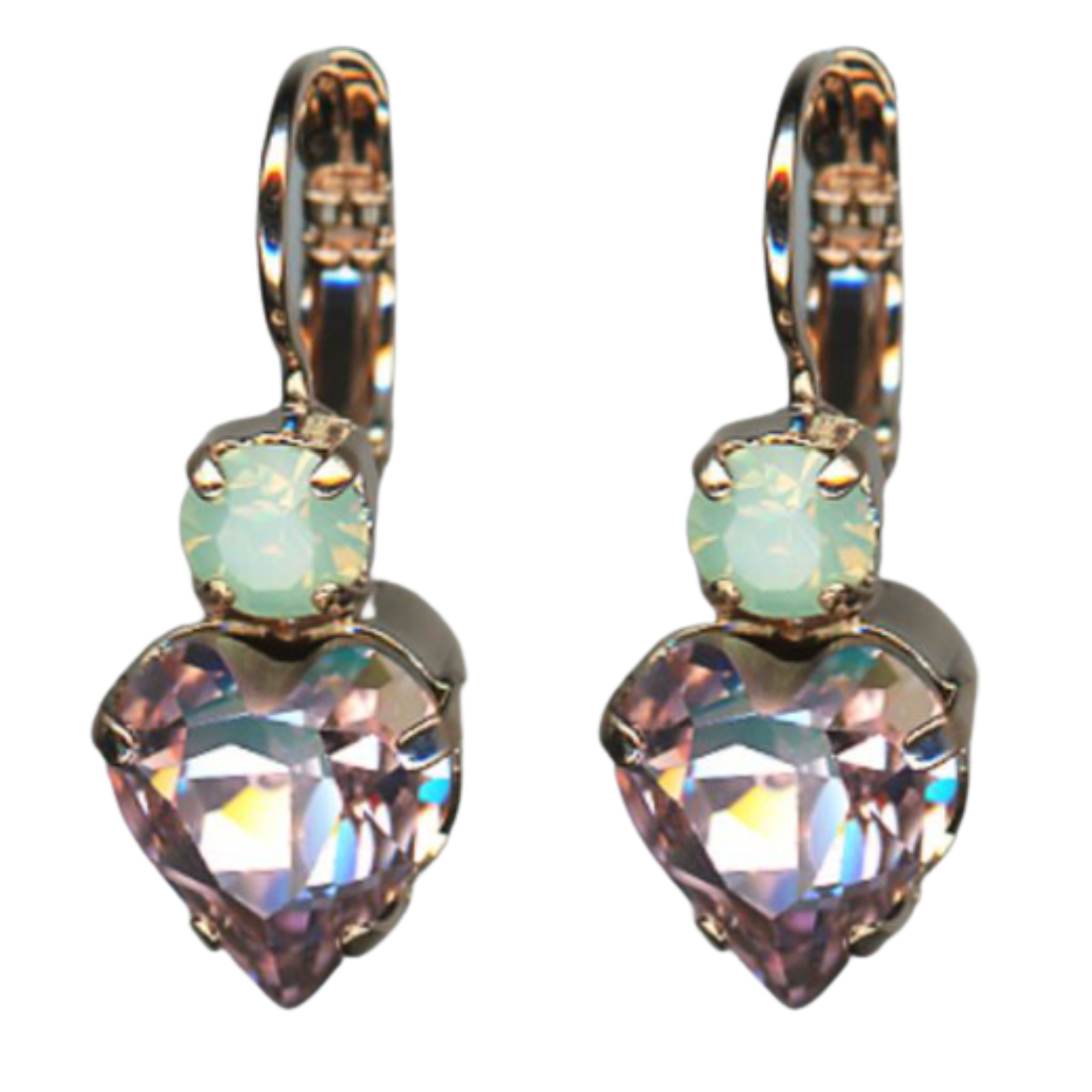 E-1100-3-1122-RG6(1) Mariana Earrings Adorable Heart Shaped Lt Rose & Chrysolite Opal Austrian Crystals Travelara My Butterfly Coll. - Image 1