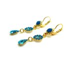 Mariana Earrings Floral Dangling Blues Austrian Crystals Zambezi Africa Coll. Yellow Gold - Image 3