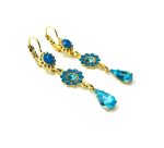 Mariana Earrings Floral Dangling Blues Austrian Crystals Zambezi Africa Coll. Yellow Gold - Image 2