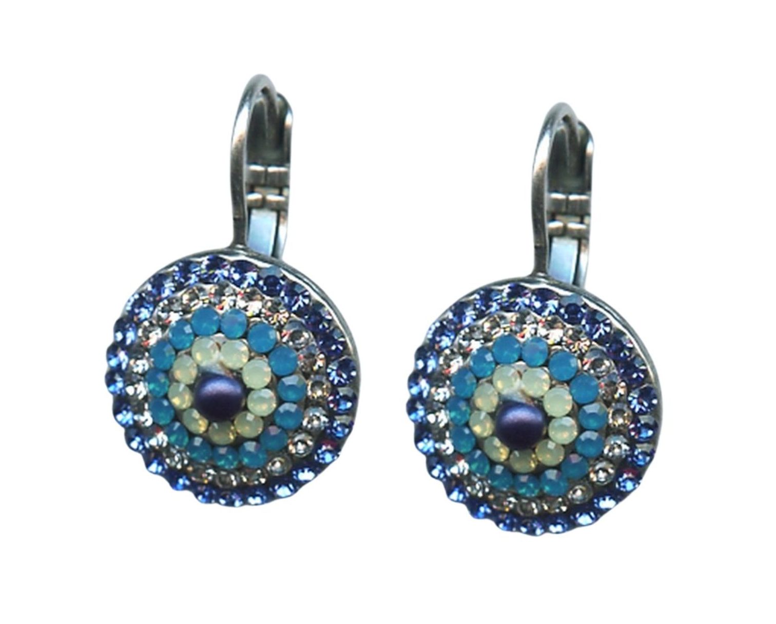 E-1193-1041-SP6 Mariana Earrings Blues & Chrysolite Opal Austrian Crystals Zhang Silk Road Coll. - Image 1