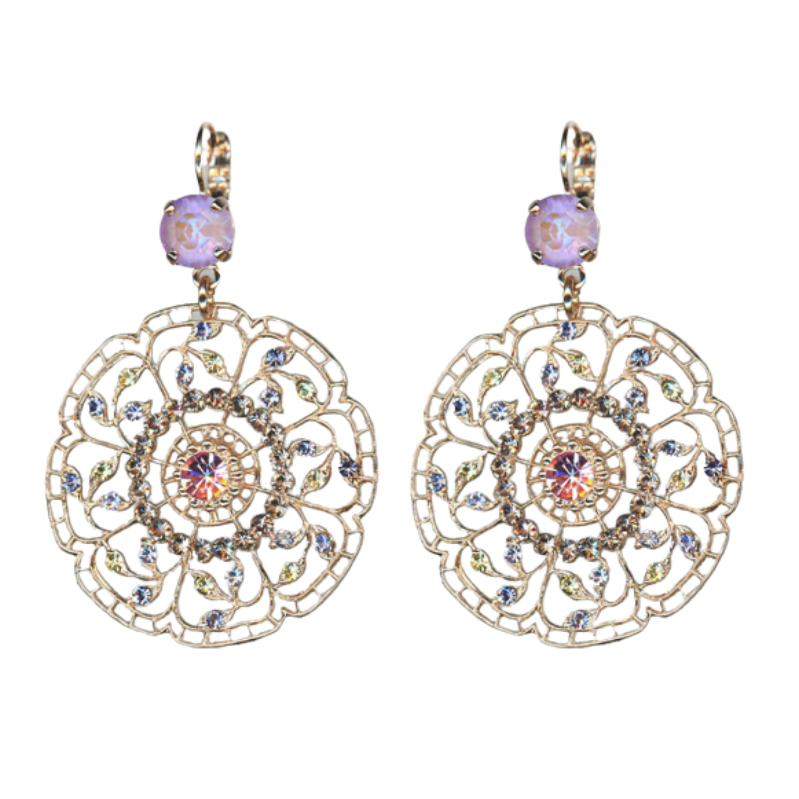 E-1210-1122-RG6(1) Mariana Earrings Boho Chic Lavender Delite, Tanzanite, Lt Rose & Jonquil Austrian Crystals Travelara My Butterfly Coll. - Image 1