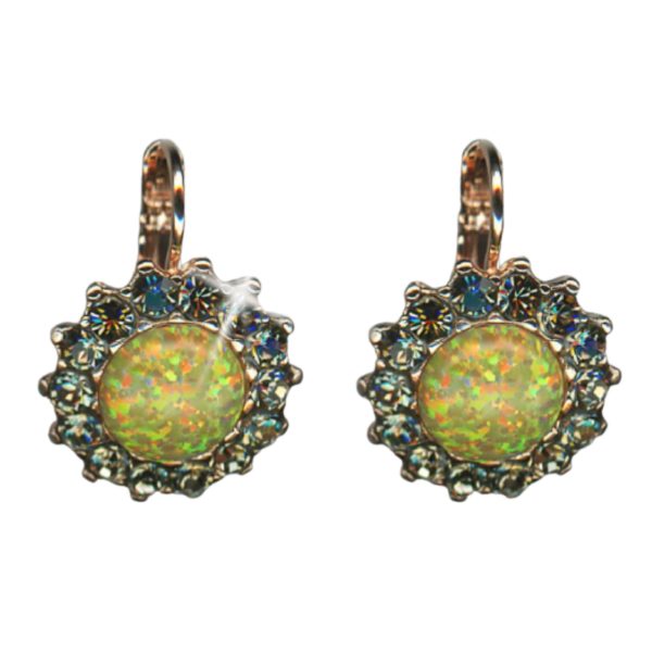 Mariana Earrings Stunning Floral Yellow Synthetic Opal Mineral & Tabac Austrian Crystals Catopsilia Pomona My Butterfly Coll.