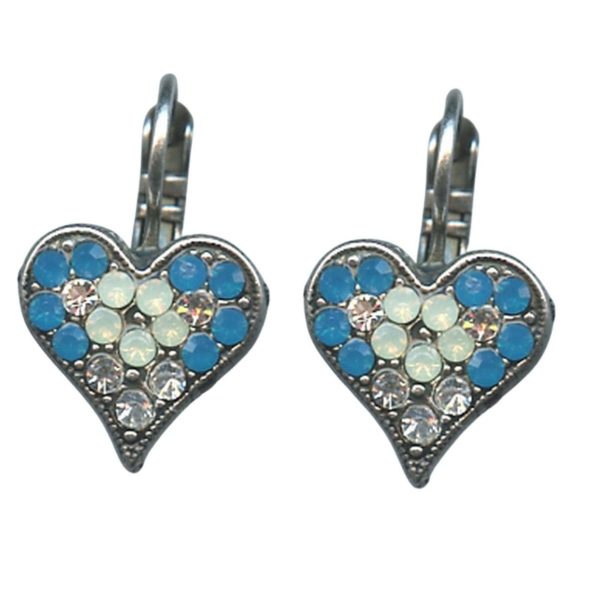 Mariana Earrings Heart Shaped Air Blue Opal, Blue Opal & Chrysolite Opal Zhang Silk Road Coll.