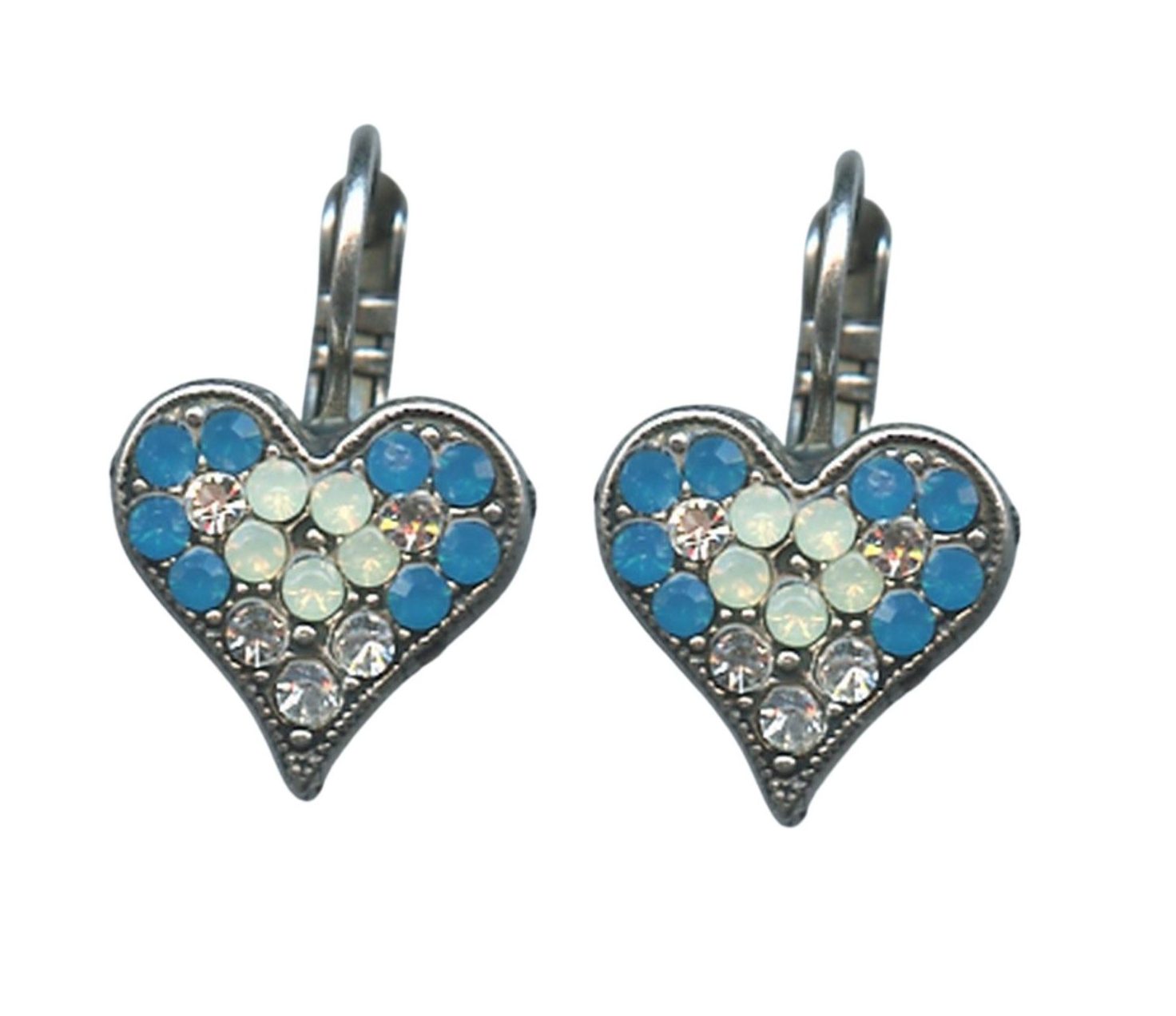 E-1322-1041-SP6 Mariana Earrings Heart Shaped Air Blue Opal, Blue Opal & Chrysolite Opal Zhang Silk Road Coll. - Image 1