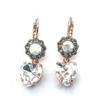 Earrings By Mariana My Butterfly Coll. Floral & Heart Dangling Tabak, AB & Clear Austrian Crystals