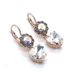 Earrings By Mariana My Butterfly Coll. Floral & Heart Dangling Tabak, AB & Clear Austrian Crystals - Image 3