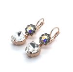 Earrings By Mariana My Butterfly Coll. Floral & Heart Dangling Tabak, AB & Clear Austrian Crystals - Image 2